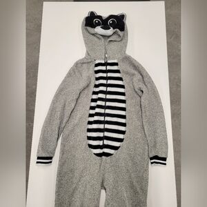 Forever 21 Gray Raccoon Hooded Onesie Pajamas Size M